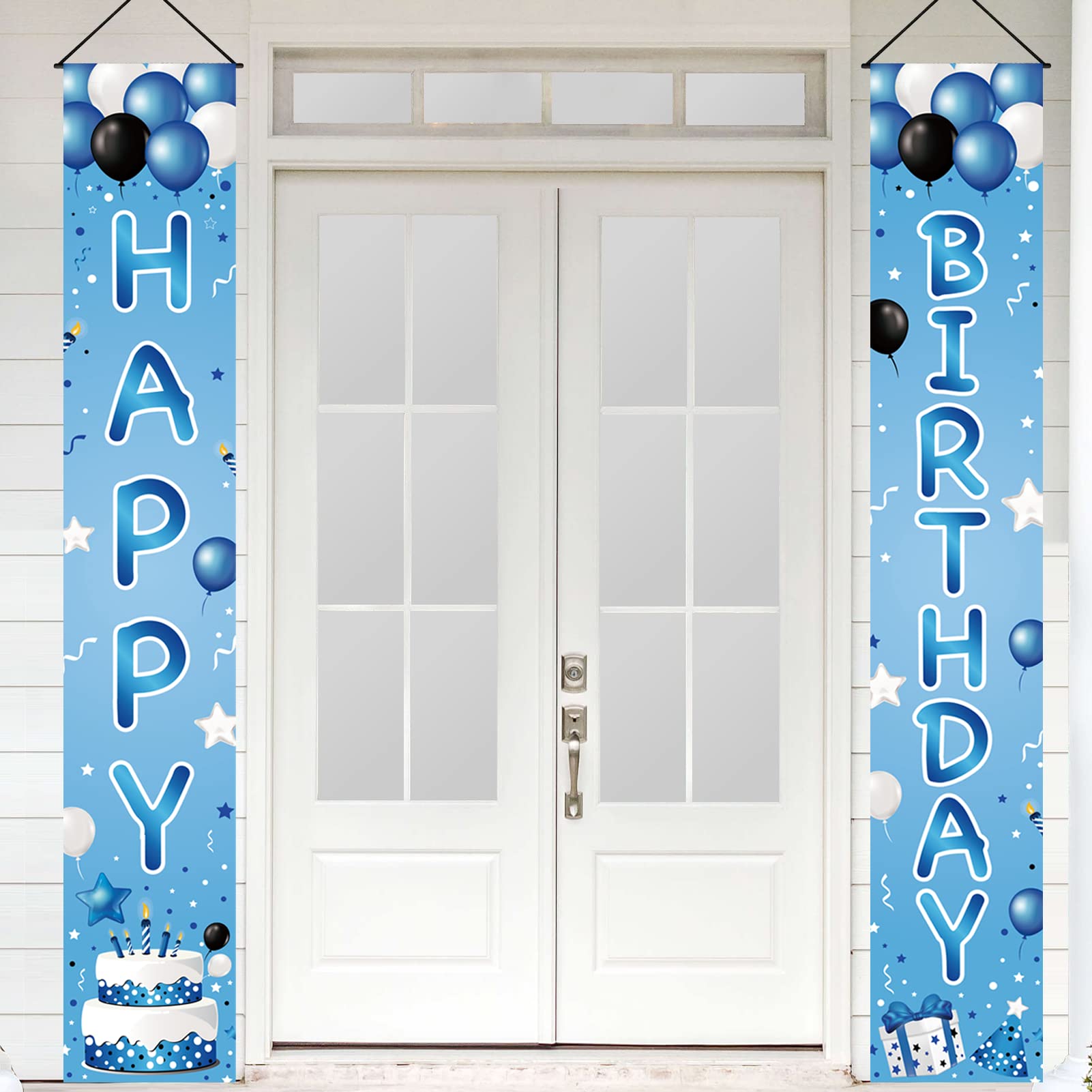 Buy Blue Birthday Decorations Door Banner Party Supplies, Happy