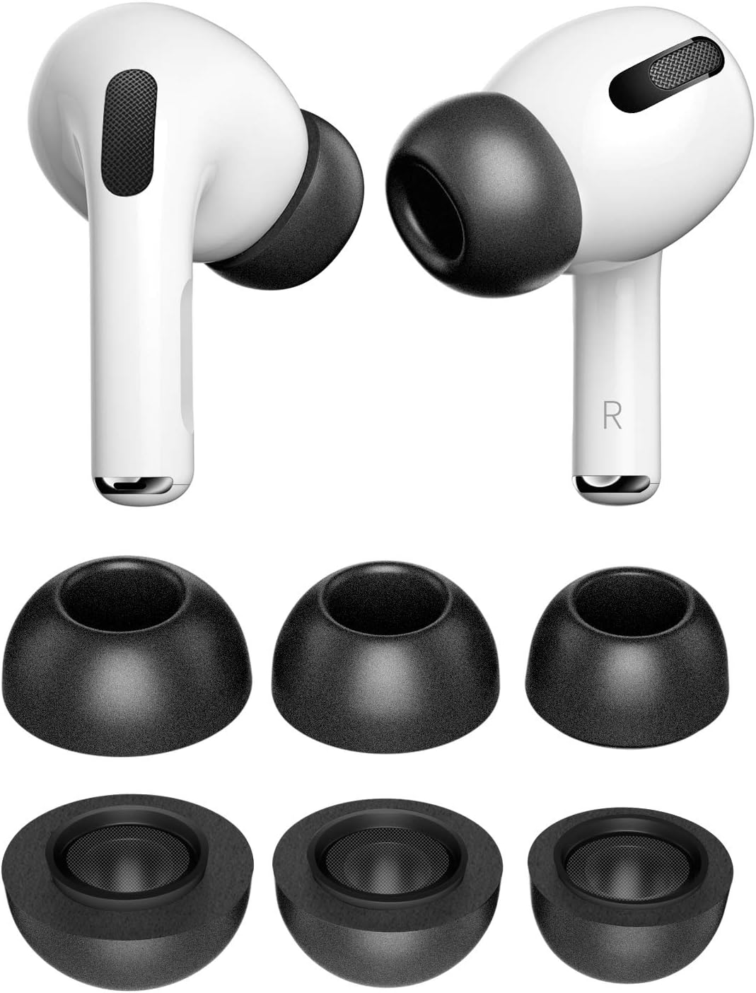 PZOZ 3 Pairs Replacement Ear Tips Compatible with Apple AirPods Pro, Memory Foam Reducing Noise in-Ear Eartips Accessories (Fit in The Charging Case) (S/M/L, Black)
