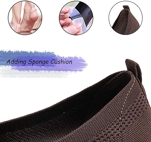 Miniatura 4 de Zapatos planos de ballet para mujer, suaves, sin cordones, planos, de punto, punta redonda, trabajo, malla plana, zapatos para caminar, cómodos y