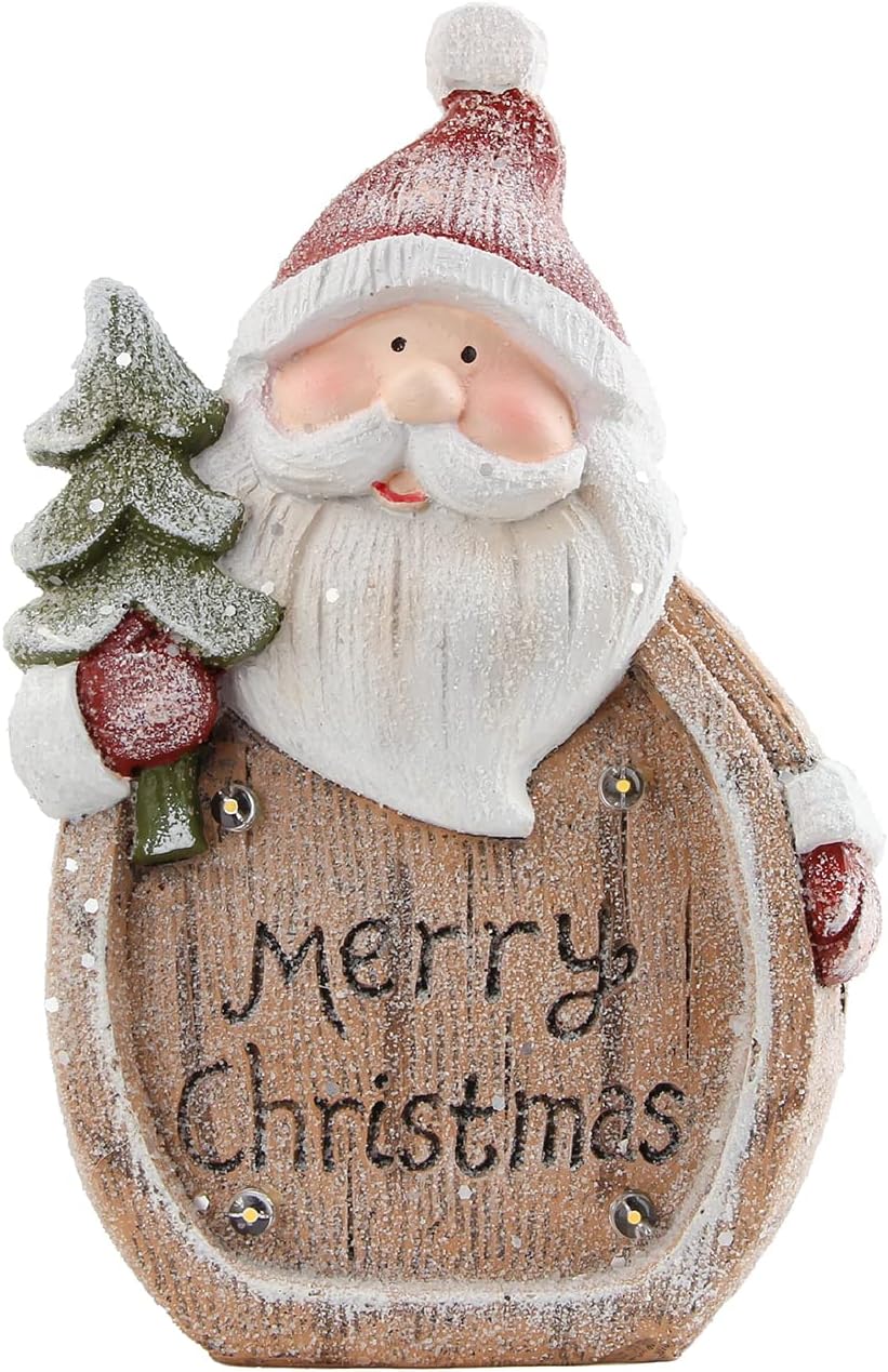 Santa Claus indoor Christmas decorations – Santa Claus figurine with LED lights for winter holiday decoration,Christmas decor frosty Santa Claus statue for shelf table fireplace and home decor accents : Home & Kitchen