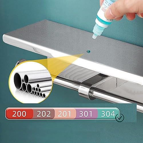 Miniatura 4 de Soporte de papel higiénico de doble rollo con estante, dispensador de pañuelos de acero inoxidable montado en la pared para baño (plateado)