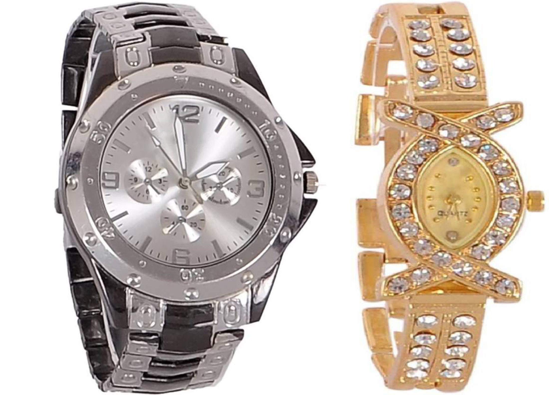 Acnos® Premium Silver and Gold Dial Analogue Watches Combo for Couple Pack of - 2 (B07JBDJM63) Amazon Price History, Amazon Price Tracker