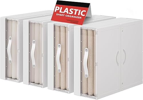 Miniatura 1 de Koretech Paquete de 42 organizadores de sábanas y almacenamiento de plástico duradero, tamaño King, organizadores y almacenamiento de ropa de cama,