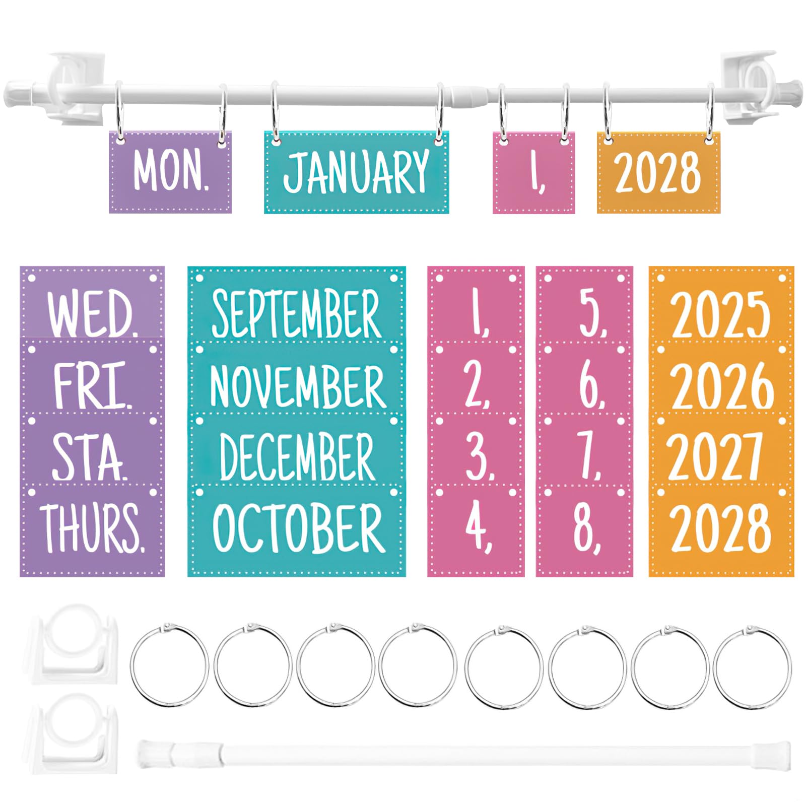 Calendario a libro con data perpetua, colori eleganti per la decorazione, calendario fai da te per imparare lo spazio, regolabile 41 x 11,4 x 3 cm