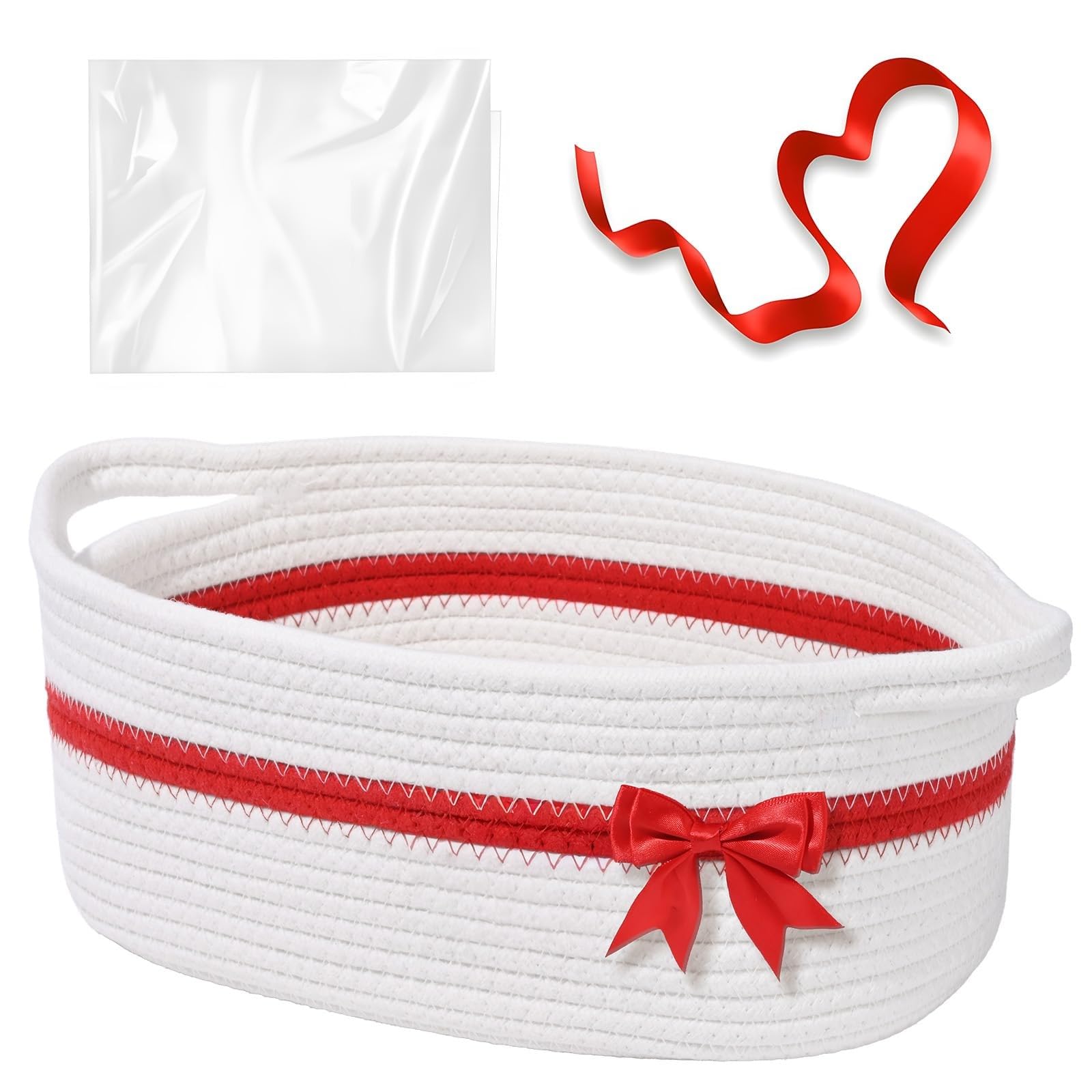 OSNIYAW Decorative Bin Elegant Cotton Gift Basket with Carry Handle Perfect for Holiday Presents and Organizing Toy Elegant Gift Packaging Basket