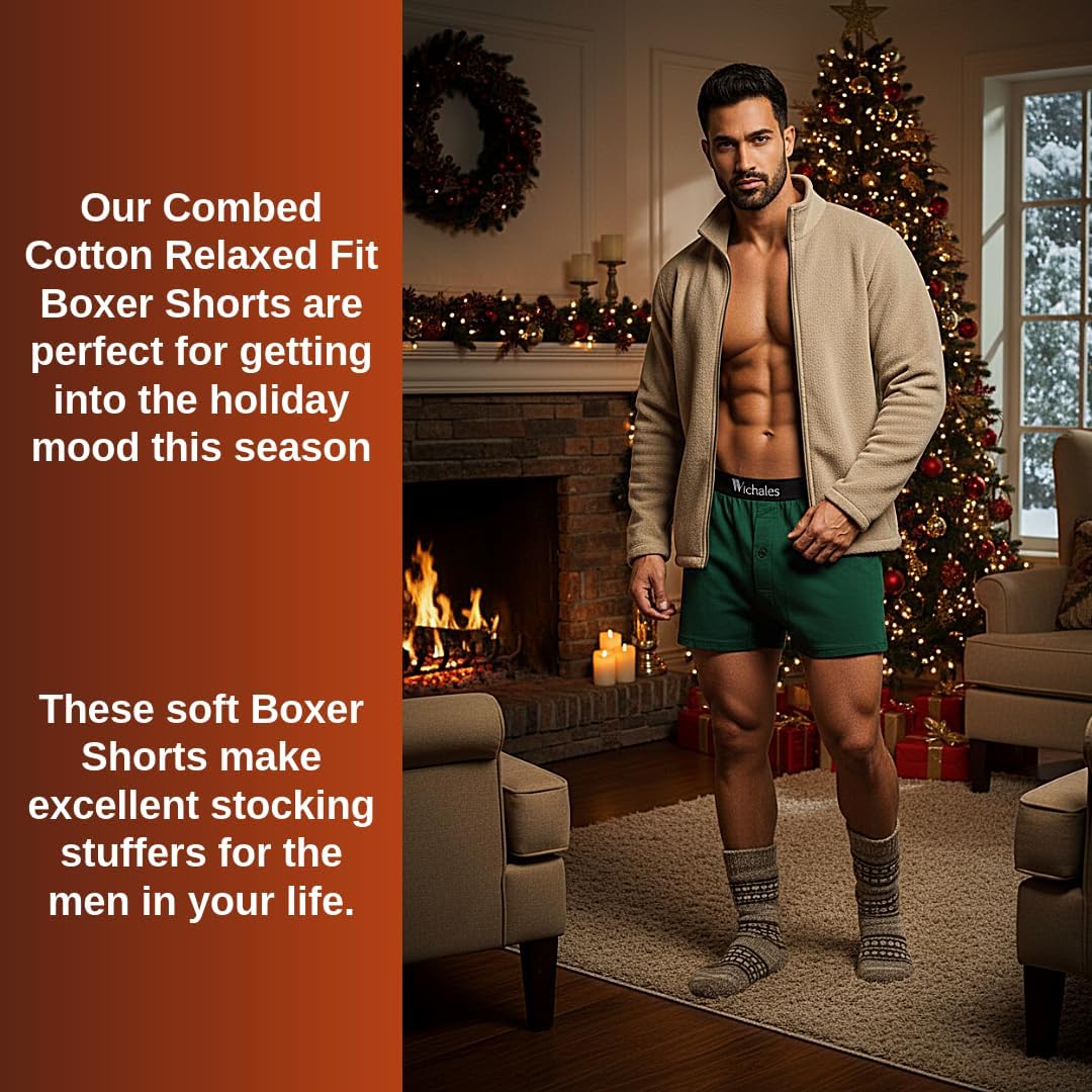 Men’s Boxers Cotton Underwear – Premium Boxer Shorts 3 Pack, Relaxed Fit Shorts with Button Fly, Tagless Waistband - Image 4