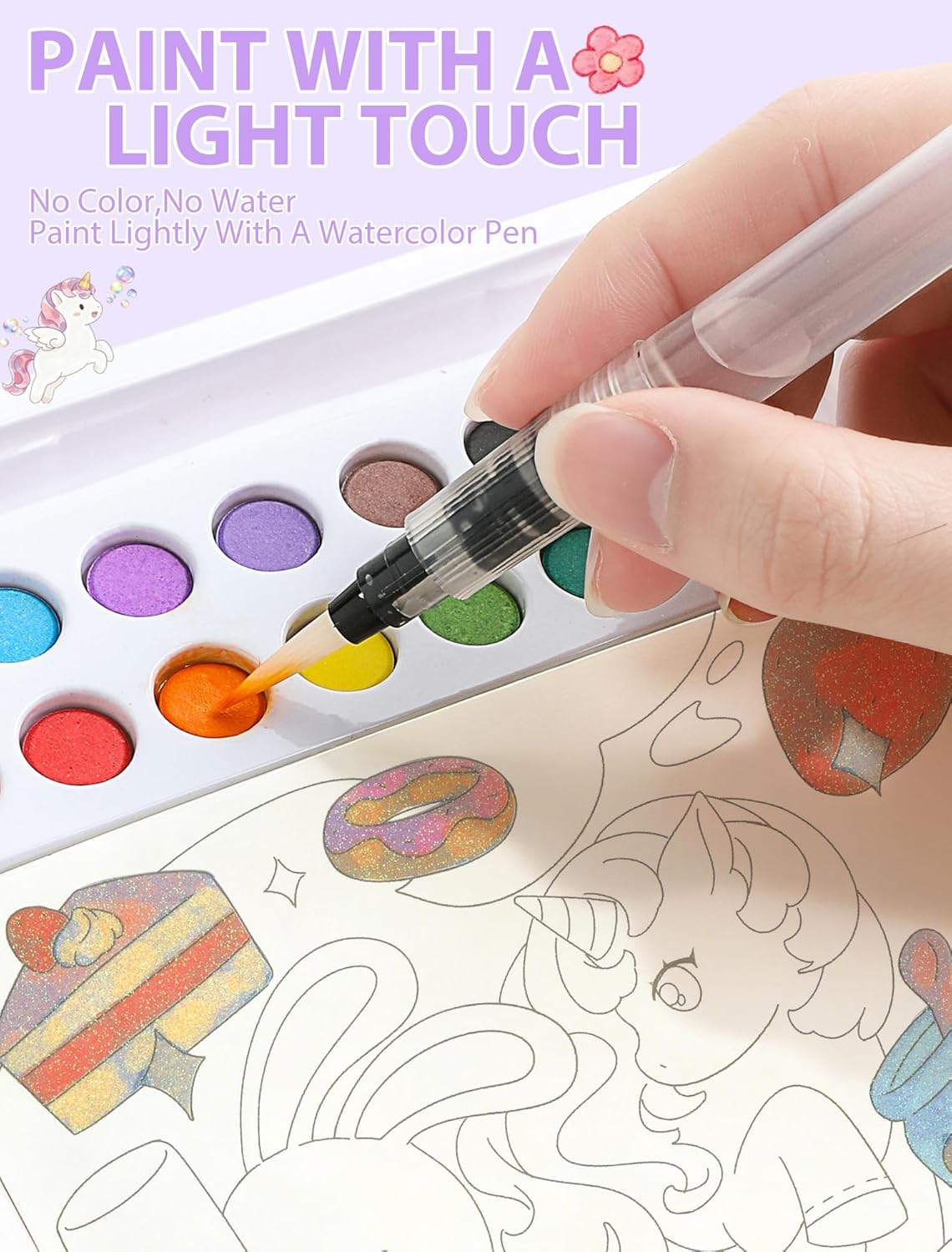 PIRIE Paint with Water Coloring Books for Kids,Watercolor Painting Sets Painting Activity for Kids Ages 3 4 5 6 7 8+,Birthday Gifts Arts & Crafts Toy (unicorn)
