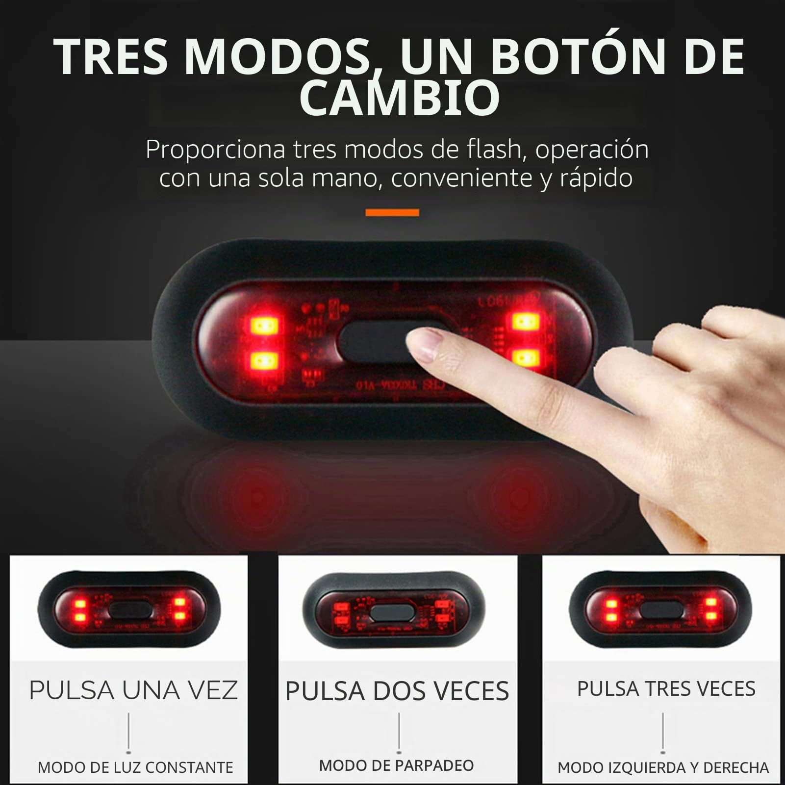 Luz de casco de bicicleta para montar en la noche | Uso en motocicleta y bicicleta, 3 modos, recargable de 200 mAh, IPX6 impermeable, soporte de velcro, compacto