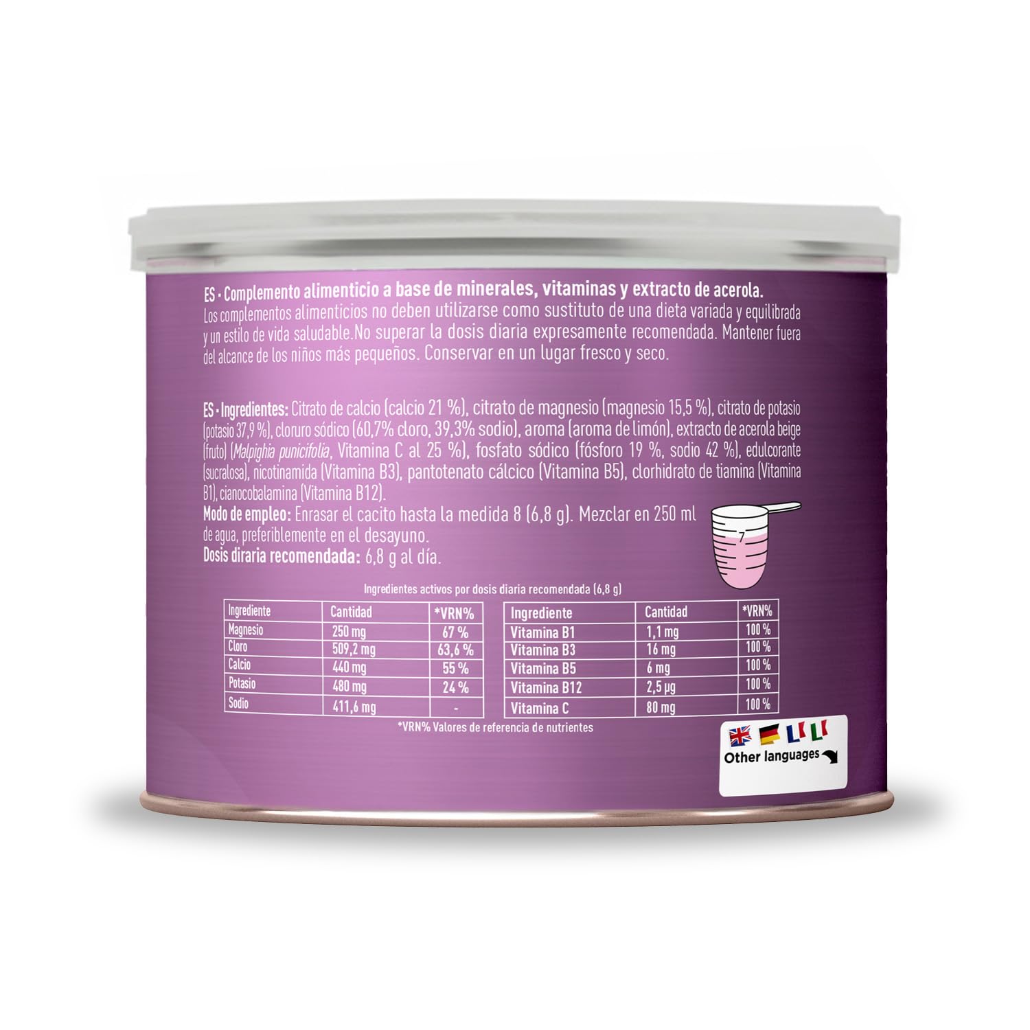 Electrolitos en Polvo Limón 160 g | Sales Minerales con Magnesio, Potasio, Calcio y Sodio + Vitaminas B y C | Hidratación y Función Muscular | Sin Azúcar, Vegano, Sabor Limón | Drasanvi