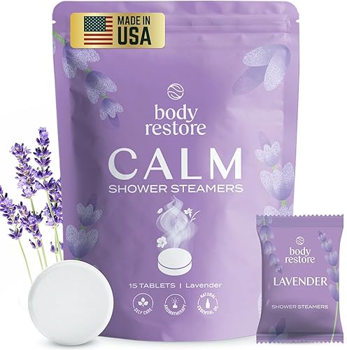 Body Restore Shower Steamers Aromatherapy 15 Pack – Valentines Day Gifts for Her and Him, Birthday Gifts for Women and Men, Relaxation, Stress Relief, Self Care, Bath Bombs – Lavender - Lavender - 15 Count (Pack of 1)