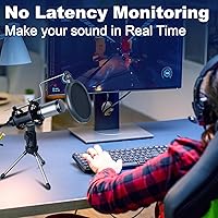 Vista 3 de Micrófono de grabación de estudio de sonido E300, micrófono de transmisión de condensador, canto de karaoke para grabación, soporte de escritorio