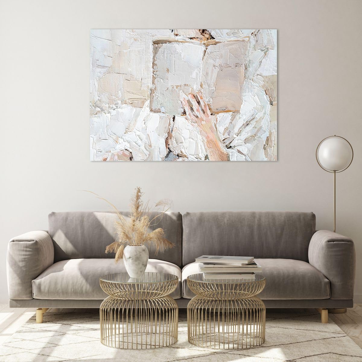 ARTTOR Glasbild 100x70cm Wandbild Glasdruck Abstrakt Menschen - 5514 | Hallo Buch Minimalismus Groß Modern Dekoration Wohnzimmer Schlafzimmer Küche Wanddeko Kunstdruck Art Wall Decor ARTTOR
