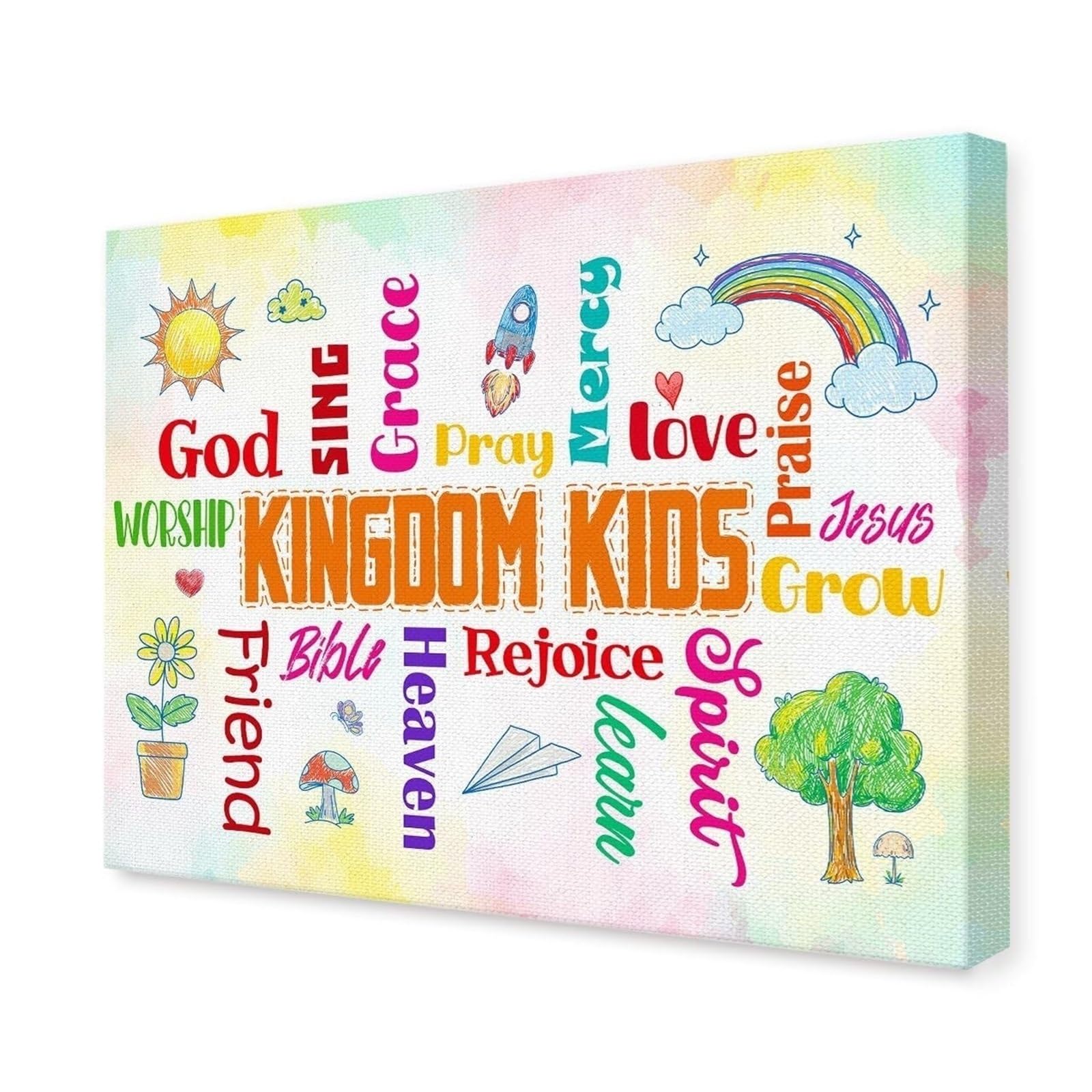 LLBOGRGGN Inspirational Kingdom Wall-Art Christian Affirmations Canvas for Nursery Room Classroom(Unframed,12x18inch(30x45cm))
