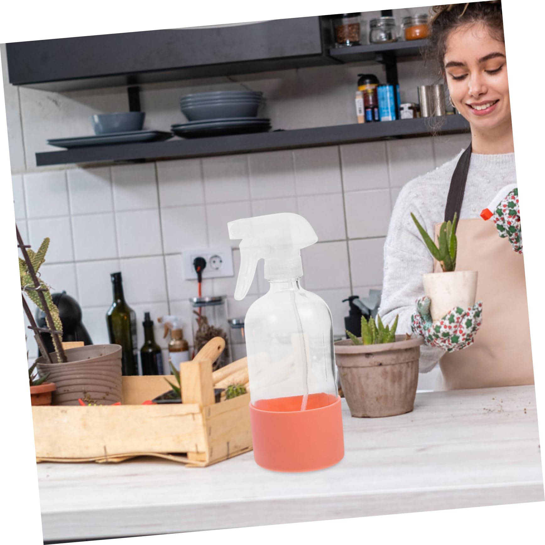 VICASKY 3 Stück Glas Sprühflaschen 500 Ml mit Rutschfestem Silikonboden Wiederverwendbar Feiner Nebel für Pflanzenpflege und Reinigung
