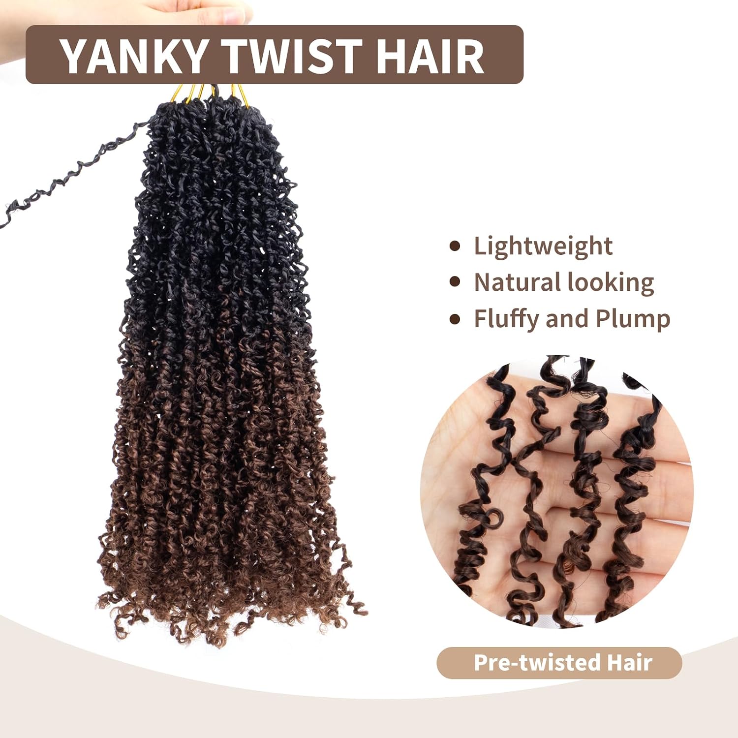 Yanky Twist Crochet Hair 8 Inch 10 Packs Color #T1B/30 | Low Temperature Synthetic Fiber,Braiding Hair For Daily Use Or Party,No Smell,No Tangle,No Shedding,Hold Long Time