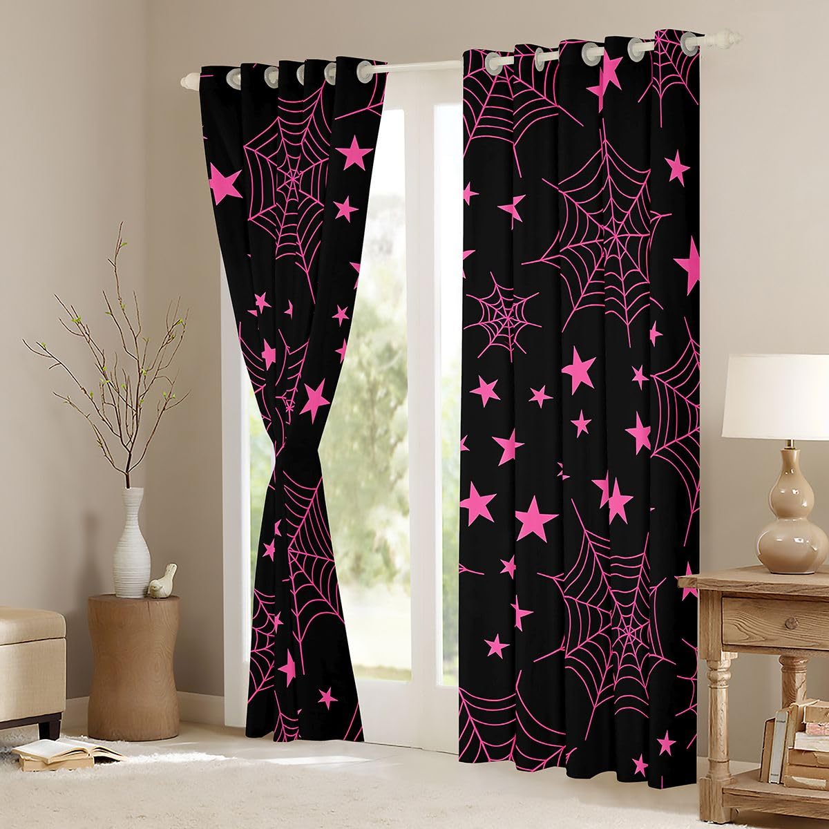 Homewish Tende oscuranti con ragnatela di Halloween, 168 x 228 cm