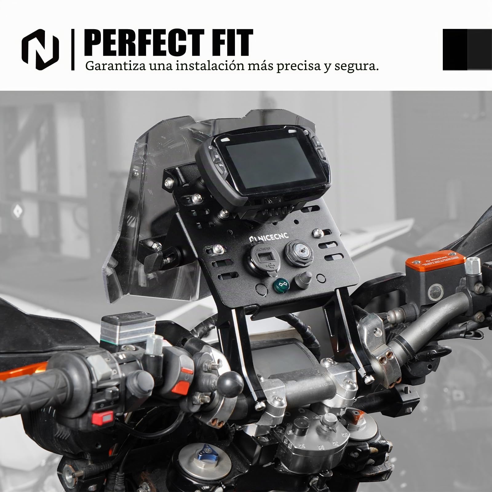 NICECNC Kit de carenado de Soporte GPS Negro Compatible with EXC/EXC-F/SX/SXF/XC125-530 2004-2024 Compatible with TC/FC/TX/FX 125-501 2014-2024, Ver Ajuste