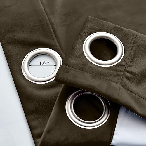 Miniatura 3 de Macochico Cortinas opacas extralargas de terciopelo con ojales, cortinas aislantes térmicas para loft, sala de estar, dormitorio, habitación de