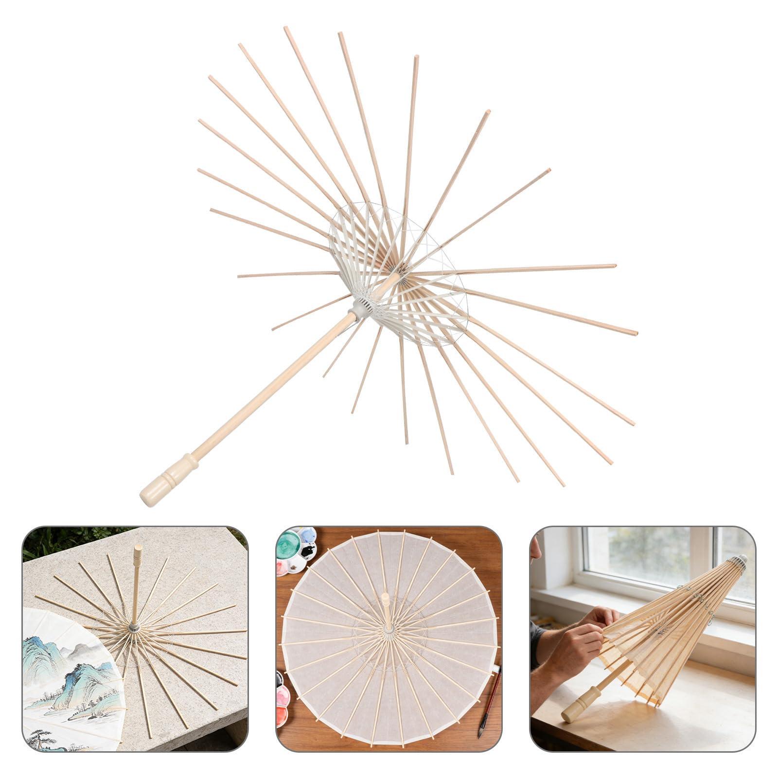 Armature de Parasol en Bambou Artisanal avec Poignée Antidérapante pour DIY et Mariage