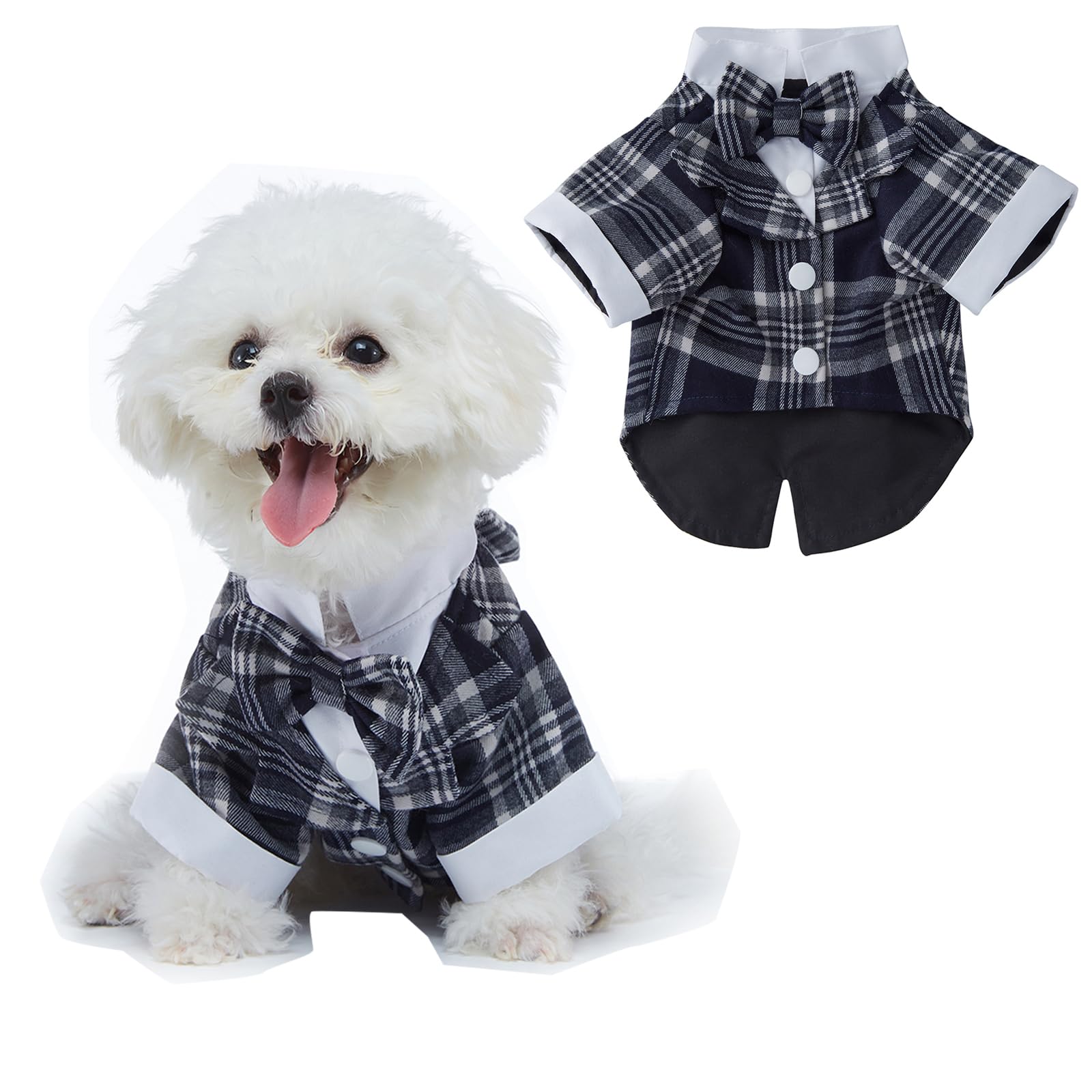 BT Bear Small Dog Tuxedo, Dog Wedding Suit Puppy Formal Shirt, Dog Suit Formal Tuxedo with Black Bow Tie Small Medium Dogs Outfit for Party Birthday Festiva,Navy Blue XL — image 1