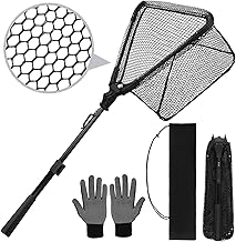 Fishing Landing Net Fishing, Telescopic Rubberised Fishing Landing Net - Sturdy, Foldable and Fish Friendly, Landing Net Fishing Landing Net Pond Carp Landing Net for Pond Pool Fishing