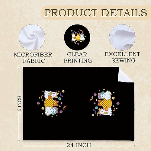 Miniatura 7 de Toallas de cocina de fantasma de Halloween, decoración de Halloween, toallas de mano para baño y cocina, moderno retro de los años 70, paño de