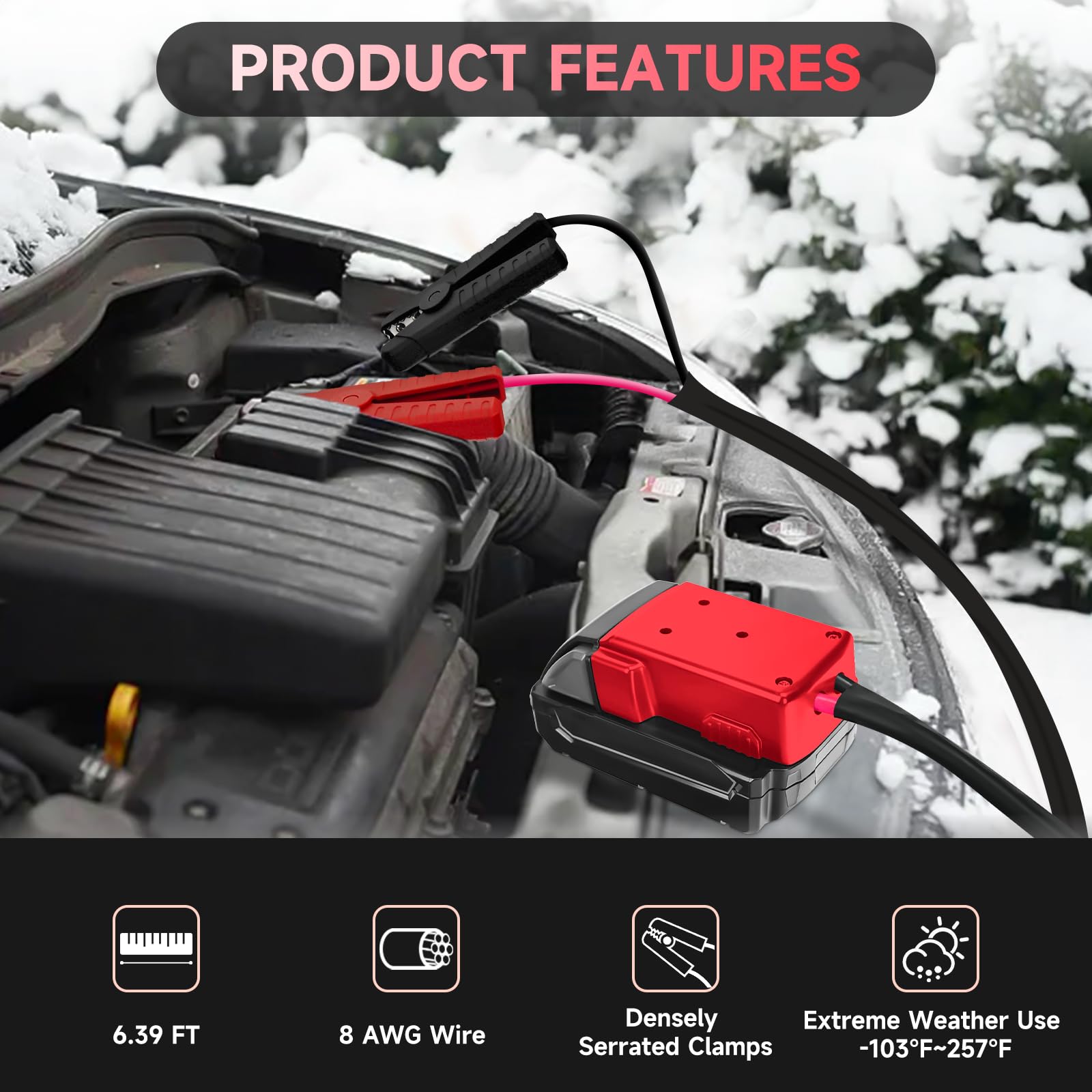 Milwaukee M18 Battery Jumper Cable – 8 AWG Booster Wires For Portable Power Pack Jump Starts