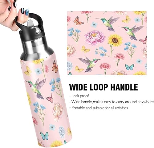 Miniatura 4 de Botella de agua deportiva sin BPA de 20 onzas, botella de agua aislada al vacío de acero inoxidable para gimnasio, viajes al aire libre, escuela,