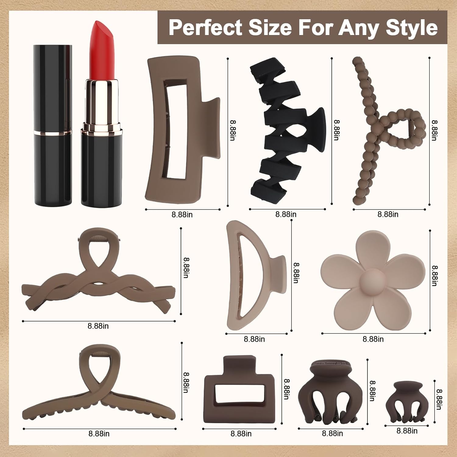 10PCS Non-Slip Hair Clips Jaw Clips for Thick Hair Clamp Flower Non-Slip Hair Accessories with Multi-Styles for Women Girls - Image 3