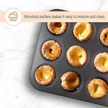 Orret Home 12’ Muffin and Cupcake Oven Tray – Nonstick Metal Cake Mold, 12 Eye Muffin Container, Cup Cake Baking Tray, Oven Compatible Cake Mold