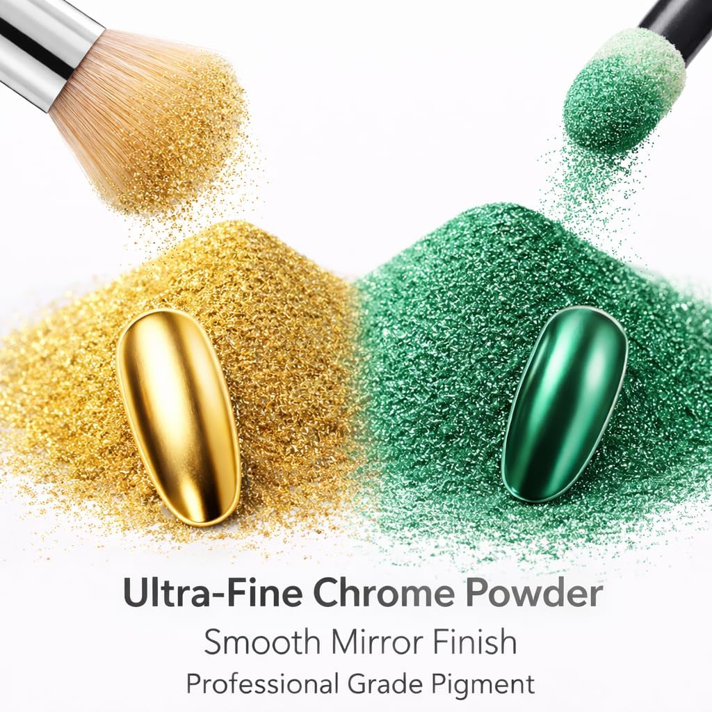 BALTIC DAY Chrome Powder - 48 Color Artist Set for Nails & Resin | Metallic Mica Pigment Kit for Nail Techs, Resin Art & DIY Crafts