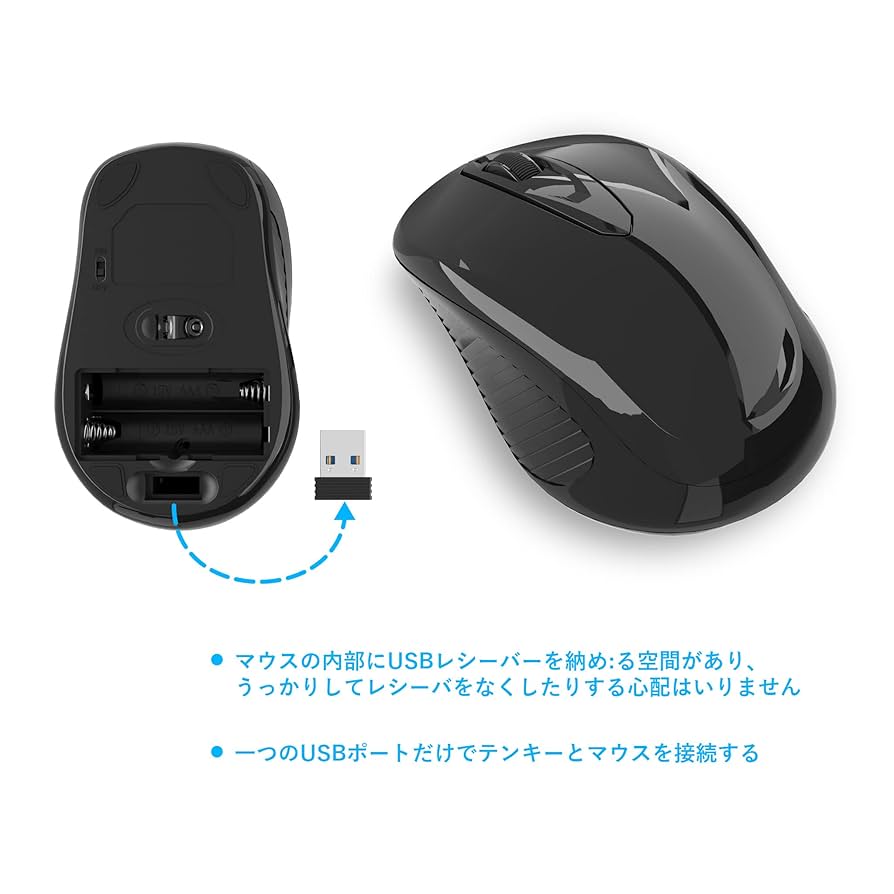 Amazon | ワイヤレステンキーとマウスセット、2.4G 無線 19キー