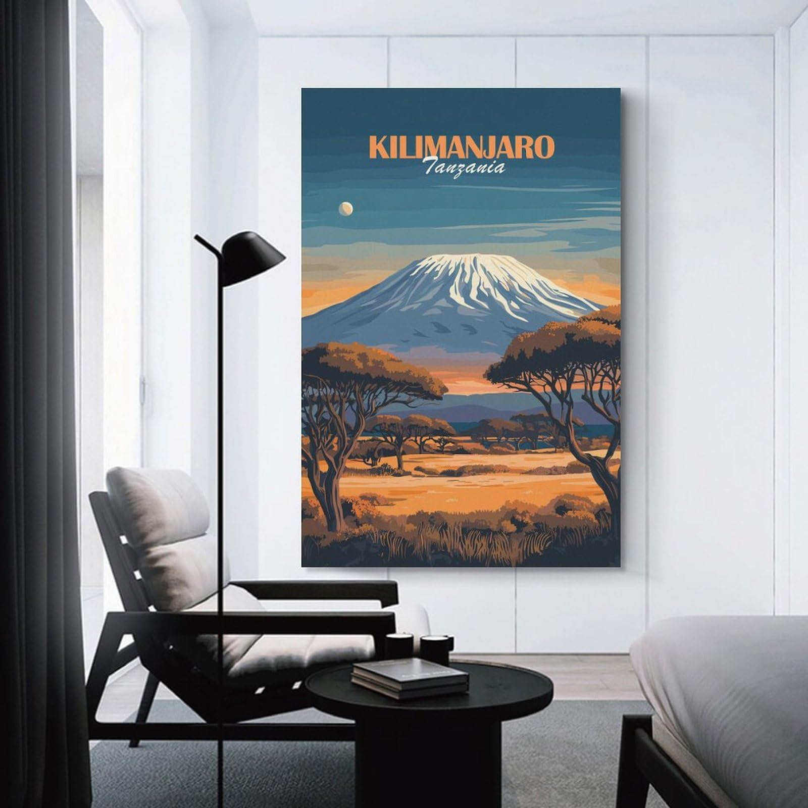 Junmoney Kilimanjaro Mountain Landscape Wall Picture Print 24x36inch(60x90cm), for Lounge Decor, Offices Or Entryway Styling, Versatile Wall Decor for Many Rooms