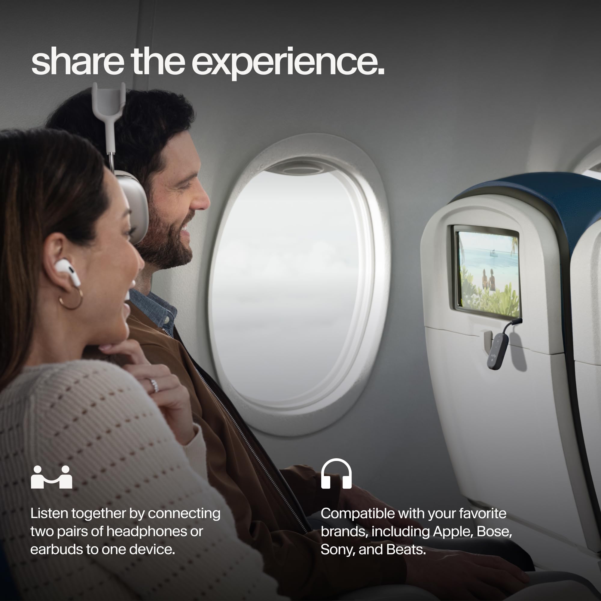 AirFly Pro 2 - Adattatore Bluetooth per aereo, coppia 2 AirPods o cuffie wireless - Trasmettitore e ricevitore Bluetooth AUX da 3,5 mm per auto, barche, tapis roulant, TV, accessori essenziali da