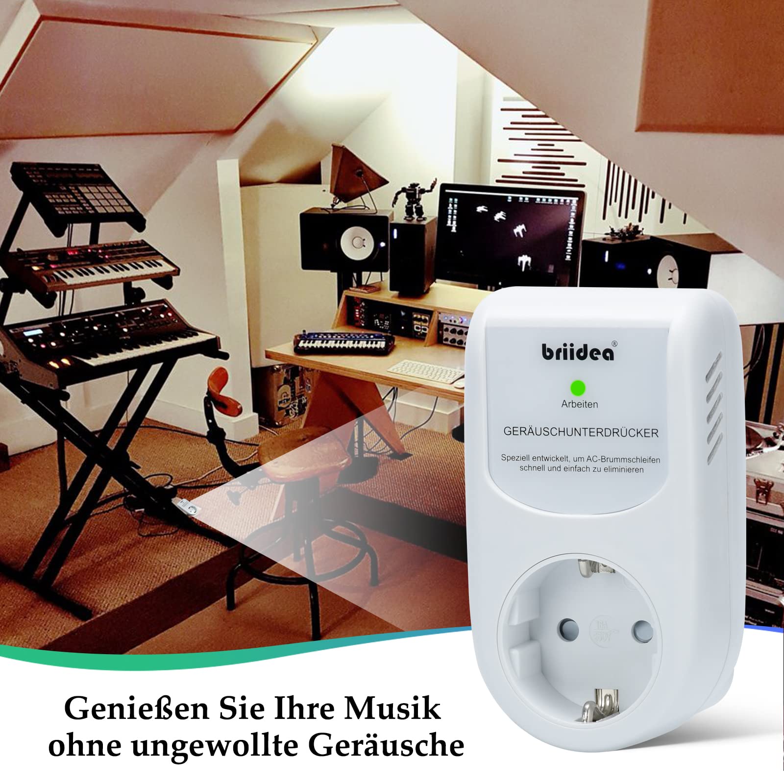 briidea Netzfilter-Zwischenstecker, Ground Loop Brummunterdrücker Plug-Style Wechselspannungsfilter, Weiß