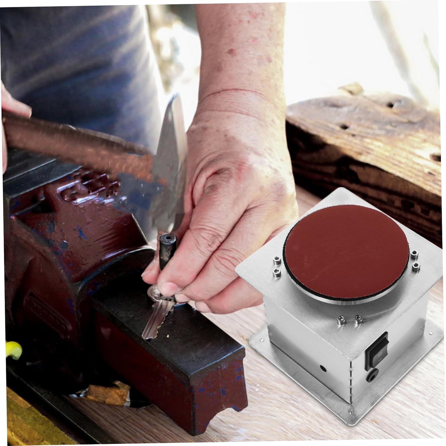 Mini Disc Sander Electric Polishing Machine for Wood Metal Crafts Belt Bench Grinder