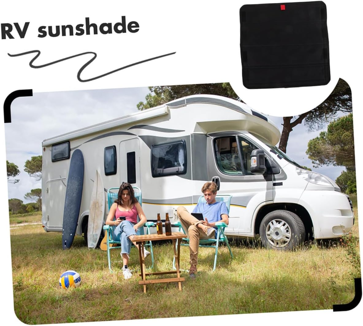 MAGICLULU 2pcs Rv Sunshade for Window Camper Trailer Skylight Cover Blackout Vent Window Blind Easy Install Privacy Screen
