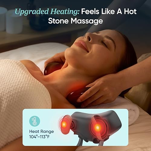 Miniatura 5 de Etekcity Masajeador de cuello inalámbrico para aliviar el dolor de tejido profundo, masajeador de hombros Shiatsu con calor, herramientas de masaje