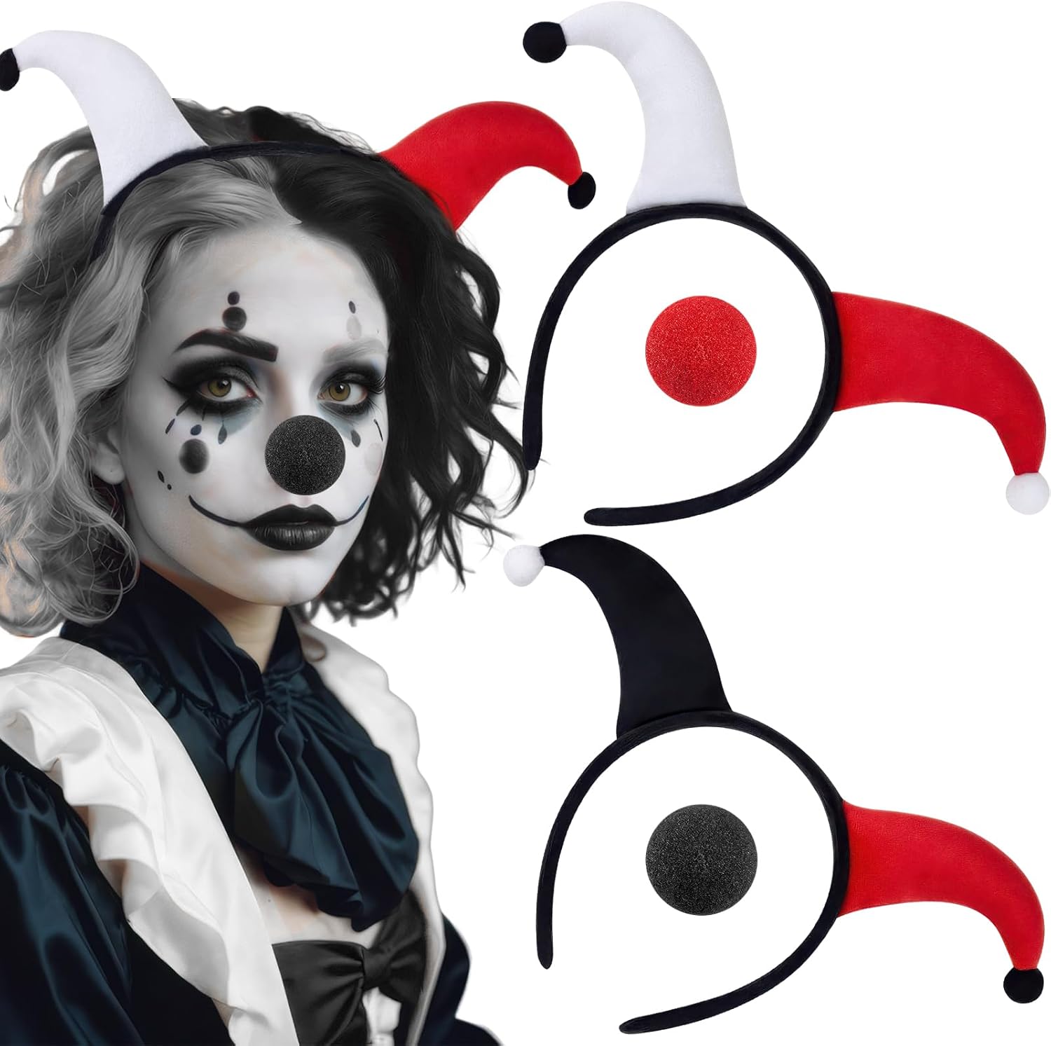 4 Pcs Clown Costume Headband Nose Halloween Funny Clown Cosplay Costume Playful Dress Up Headwear Hair Accessories