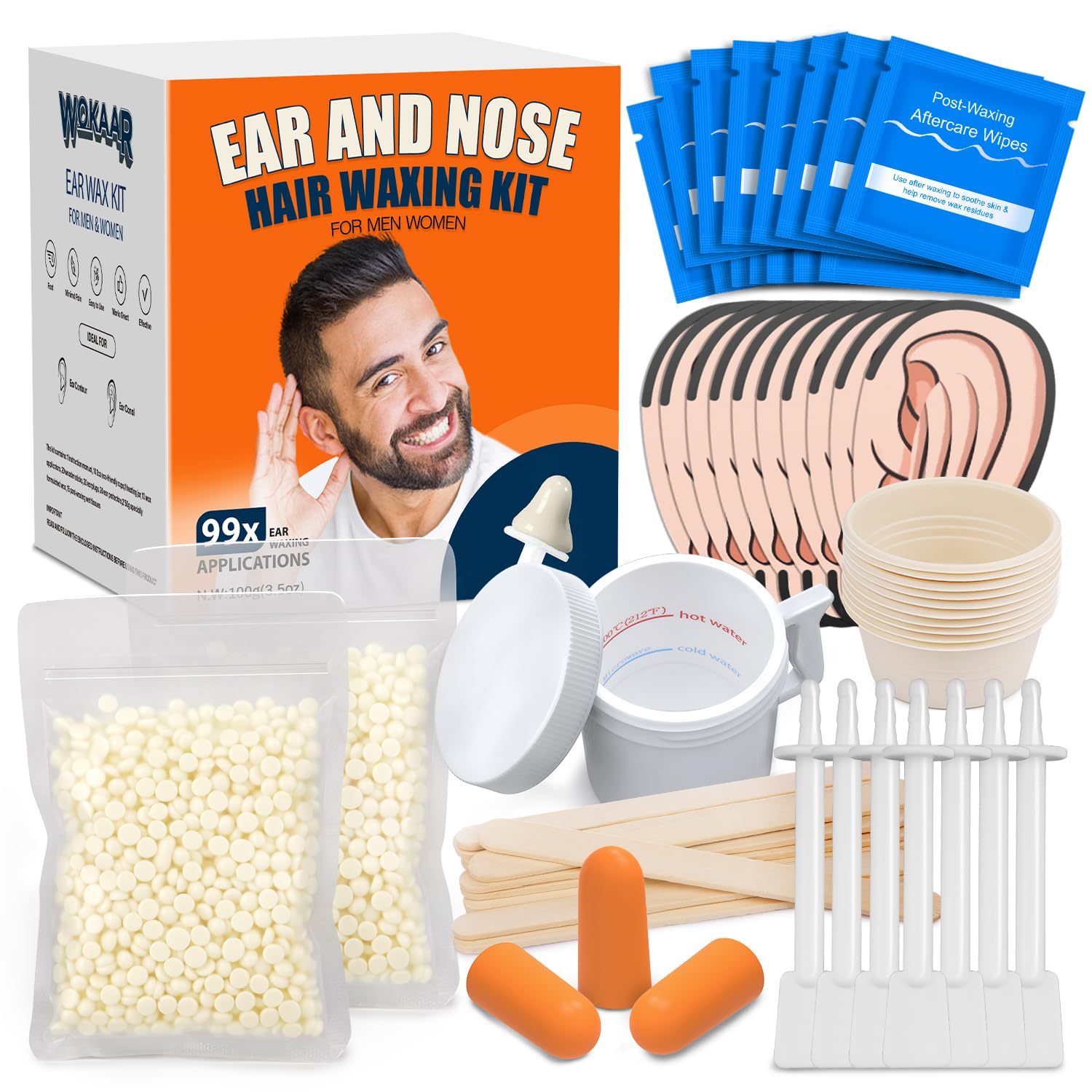 Nose Hair Removal Wax Kit for Men & Women, Ear Wax Kit 100g 1.75 Ounce (Pack of 2)