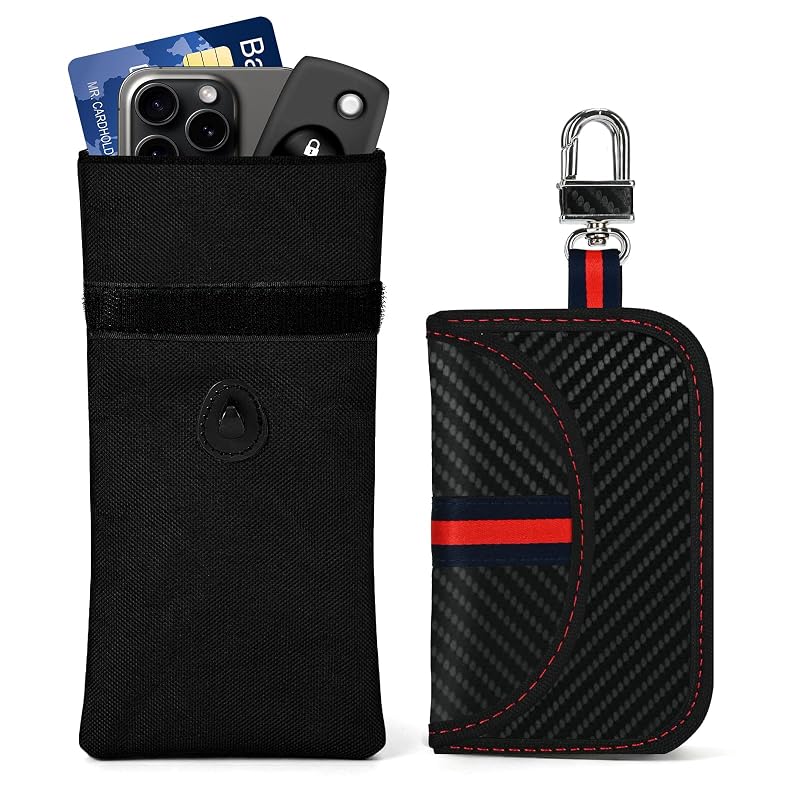Bolsa Faraday SIRUOO para celular e chave presencial, bloqueadora de sinais, com porta-cartões, kit com 2 peças