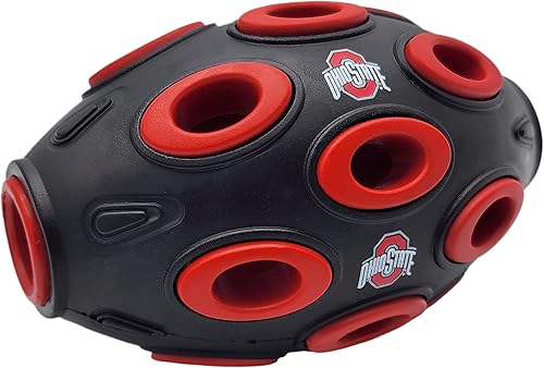 Miniatura 7 de Pets First NCAA Ohio State Buckeyes - Juguete dispensador de golosinas de fútbol para perros y gatos, juguete de bola de goma, juguete interactivo