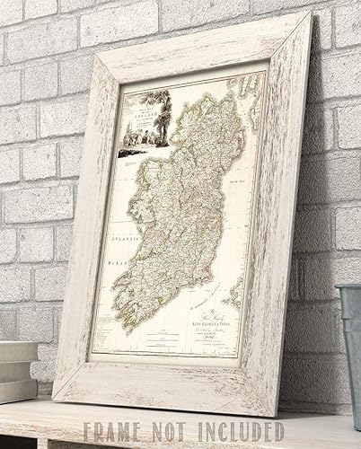 Miniatura 4 de Mapa de Irlanda 1792 11 x 14 - Póster sin marco, impresión antigua de cartografía de los condados irlandeses del siglo XVIII, arte vintage de