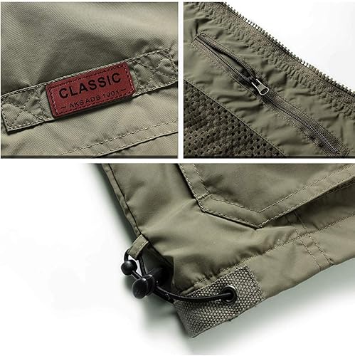 Miniatura 3 de Flygo Chaleco de pesca ligero para hombre con múltiples bolsillos para viajes al aire libre