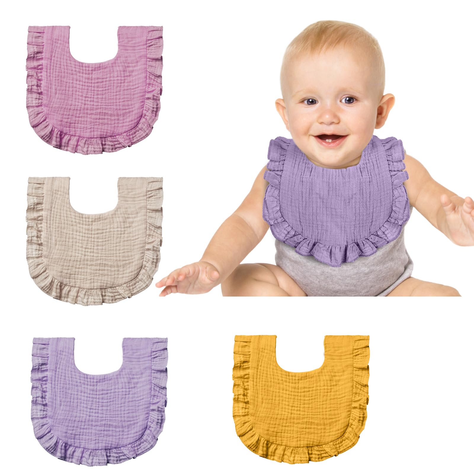 Lictin Bavaglini Neonato-Bavaglini Bambini,set di 4 bavaglini a bandana, 100% cotone, bavaglini morbidi per bambini, adatti per la dentizione dei bambini da 0 a 24 mesi