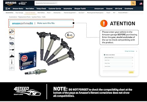 Miniatura 7 de Juego de 4 bobinas de encendido con bujías para Toyota Corolla Matrix Prius Scion IM Scion XD Lexus CT200H y más reemplazan # UF-596, UF-619,