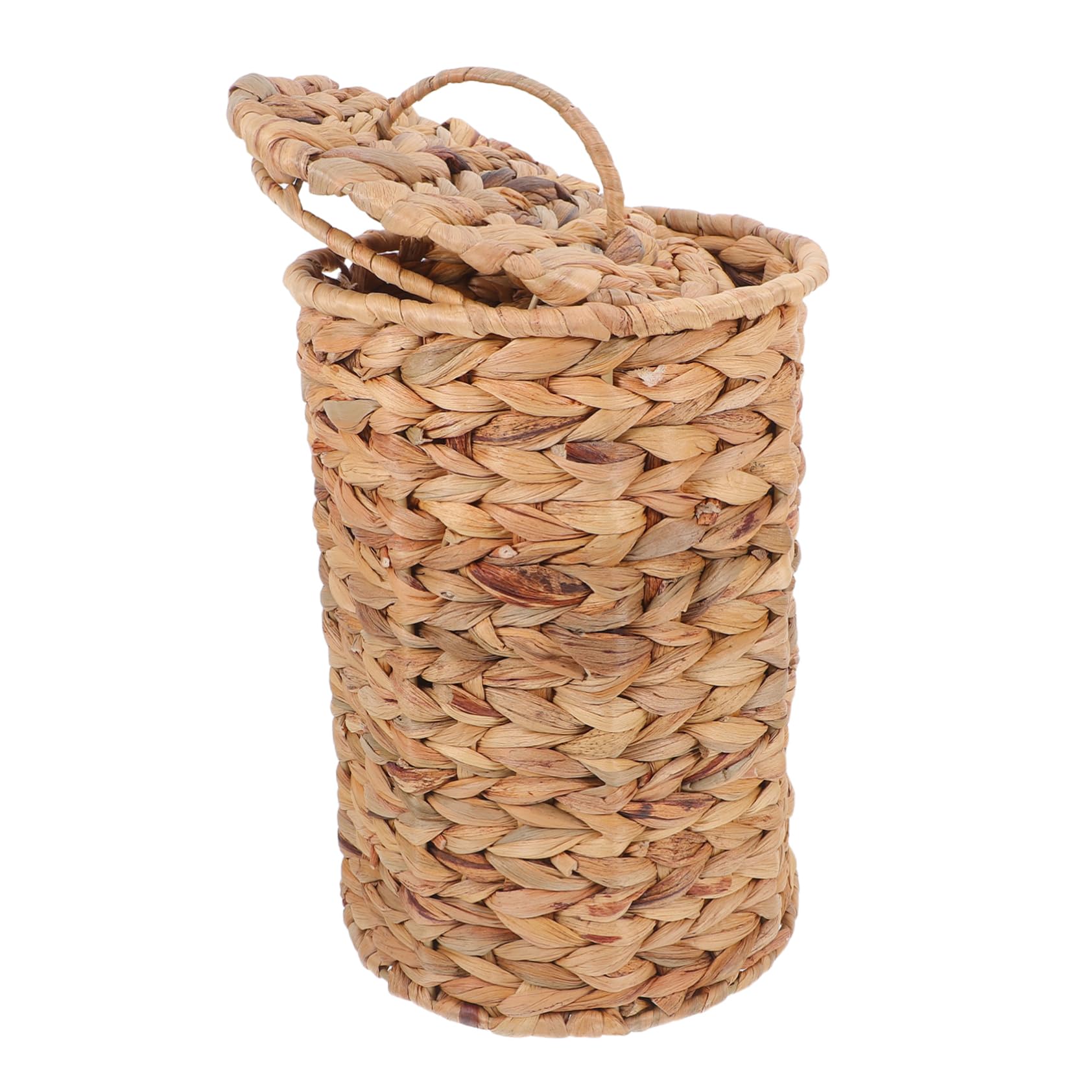 Cestas de Mimbre Hechas a Mano en Forma de Calabaza con Tapa, Bote de Basura Decorativo para Escritorio y Oficina con Estilo Rústico Natural