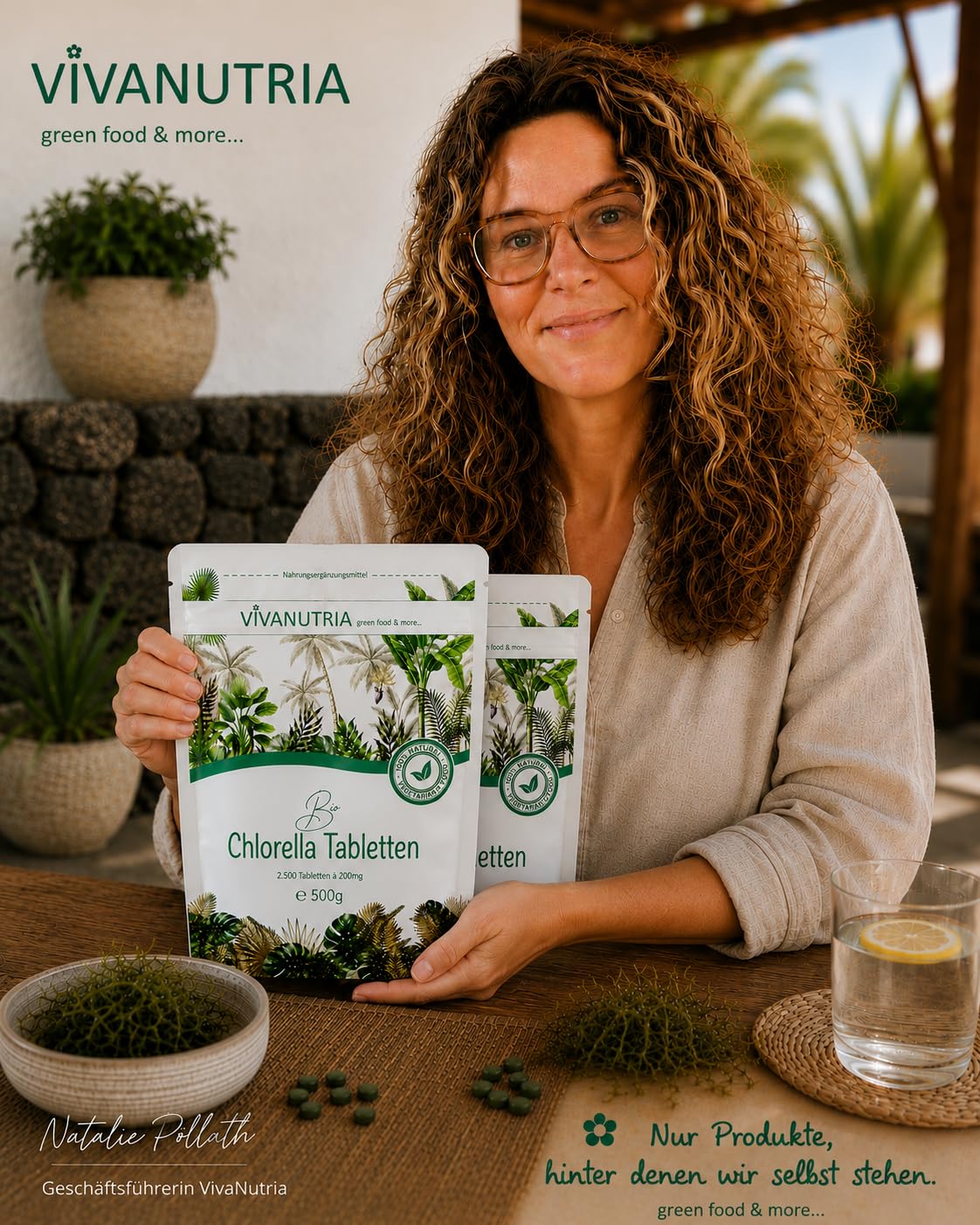 VivaNutria Bio Chlorella Tabletten 1000g | 5000 Presslinge | 100% reine Bio Algen-Tabletten ohne Zusätze | 6-Monats-Packung | hochdosiert | biozertifiziert | Zip-Beutel | vegan