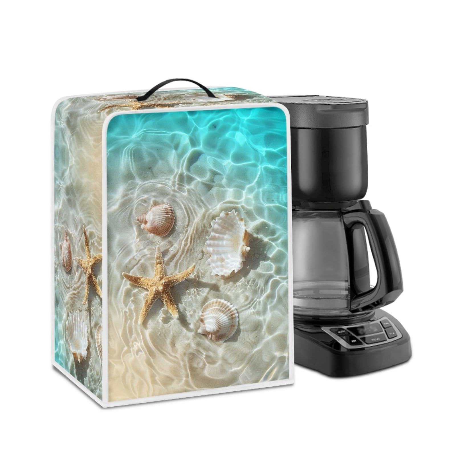 GLENLCWE Hawaiian Starfish Conch Coffee Machine Cover, Polyester, Dustproof, Foldable, S-11'' W x 6.9'' D x 15.7'' H, M-13.6'' W x 10.2'' D x 14'' H, Espresso Machine, 5 Quarts