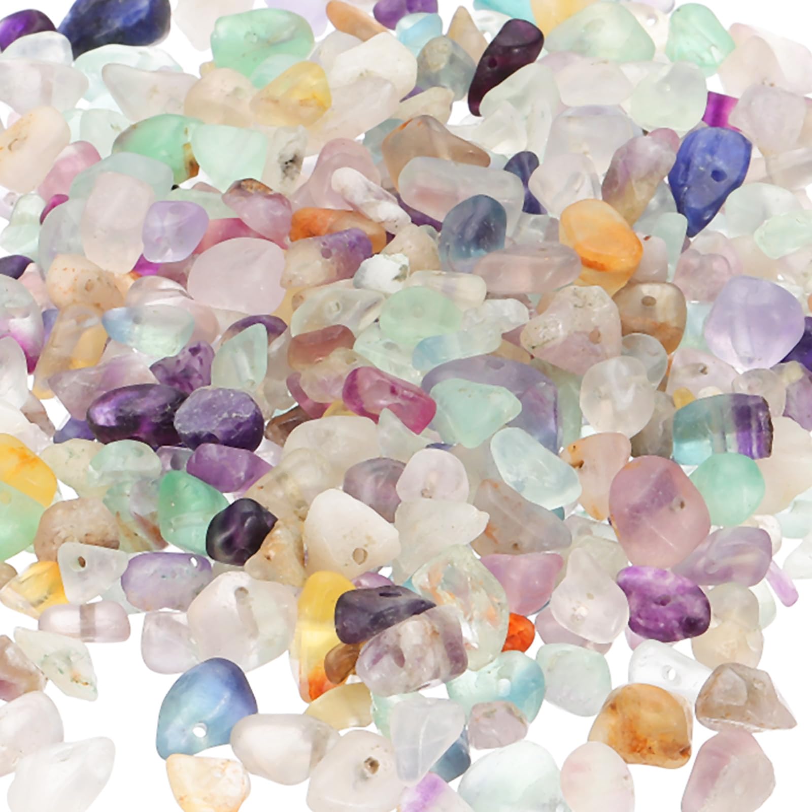 PATIKIL Chip Stone Natural Rock Beads Loose Gemstone Beads Drilled Strand for Jewelry Craft Making 400pcs, Clear/Purple